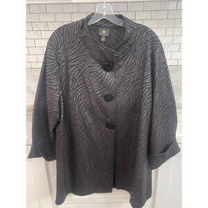 JM Collection Jacket Womens 3X Black Chic Jungle Animal Print Coat New Tags